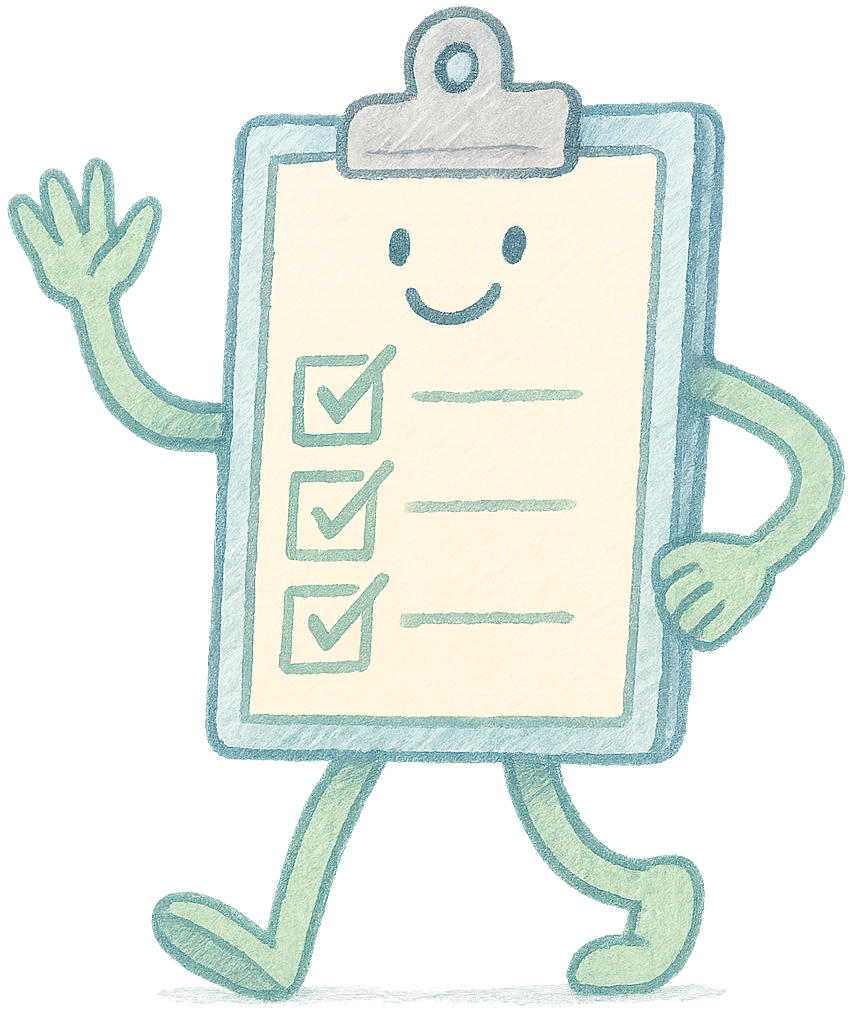 Smiling clipboard mascot